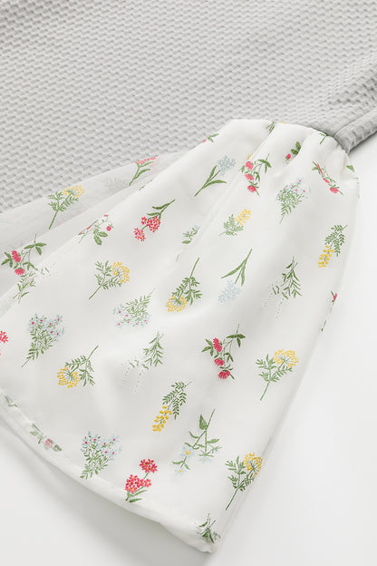 【預購】Luxury | 女童 翩翩花舞小洋裝 | 長袖紋理面料 花朵 拼接