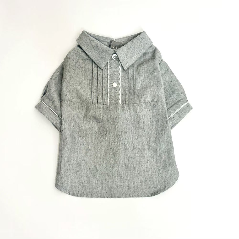 Main｜Monsieur 平達克細褶襯衫 寵物衣 ｜ 100%有機棉