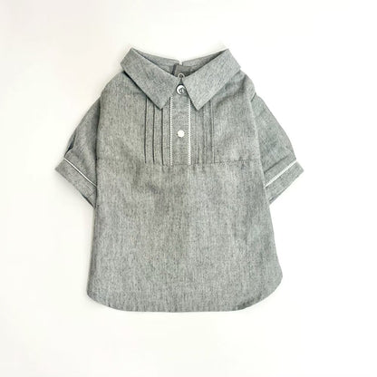 Main｜Monsieur 平達克細褶襯衫 寵物衣 ｜ 100%有機棉