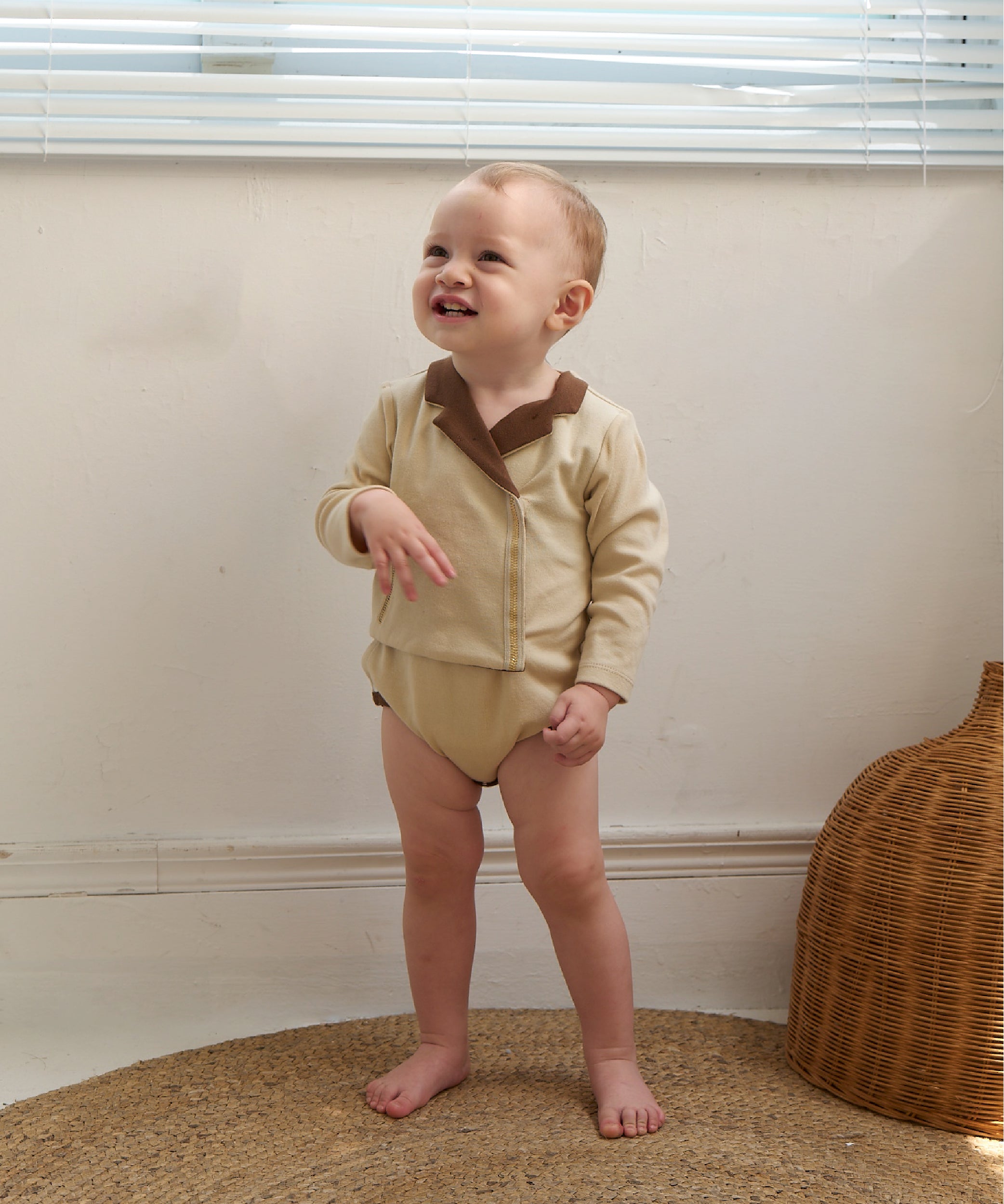Main | Toddler British style knight collar bodysuit | Stitched suit collar | 100% organic cotton