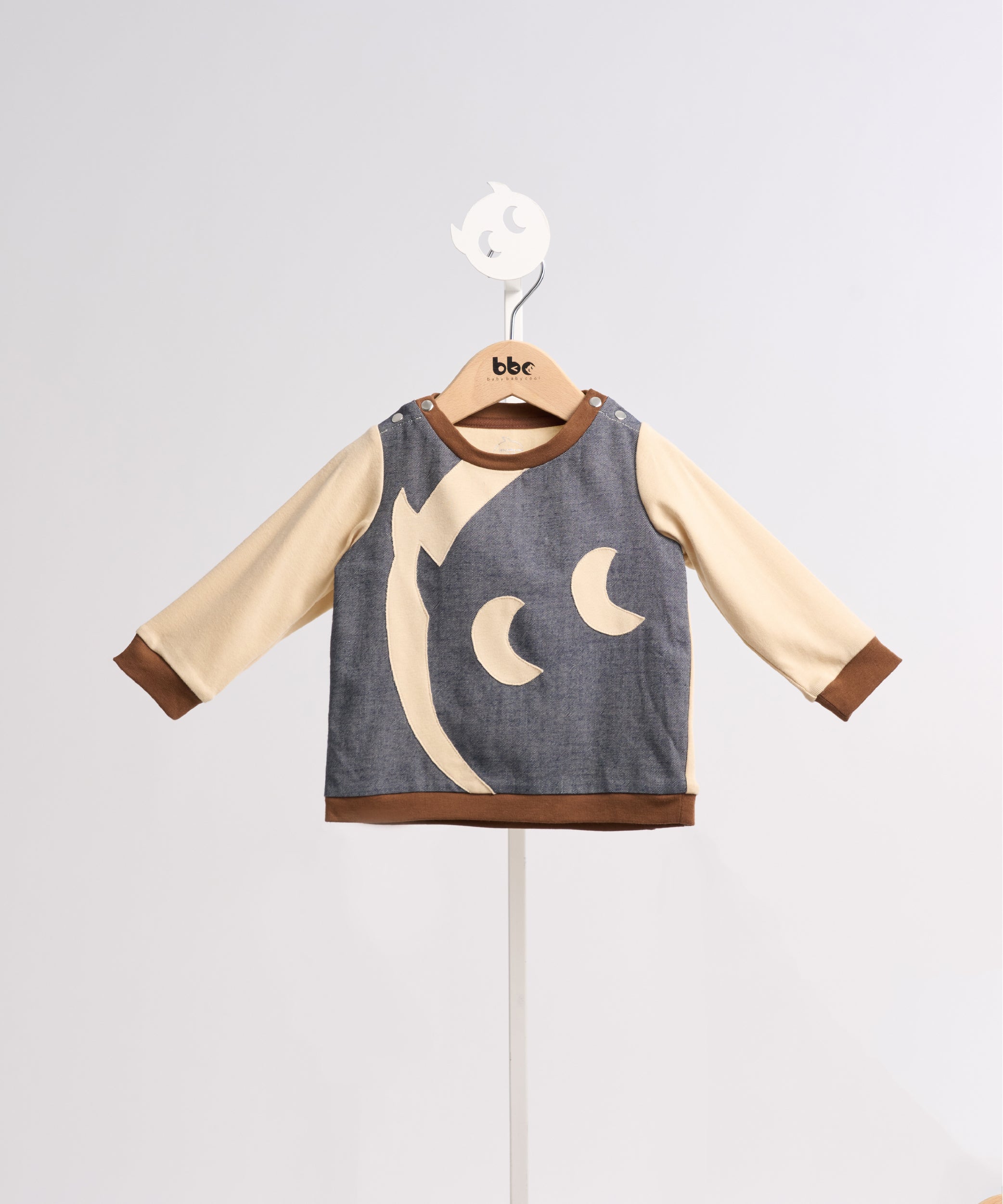 Main | Toddler bbc elf denim patchwork top | elf logo | 100% organic cotton