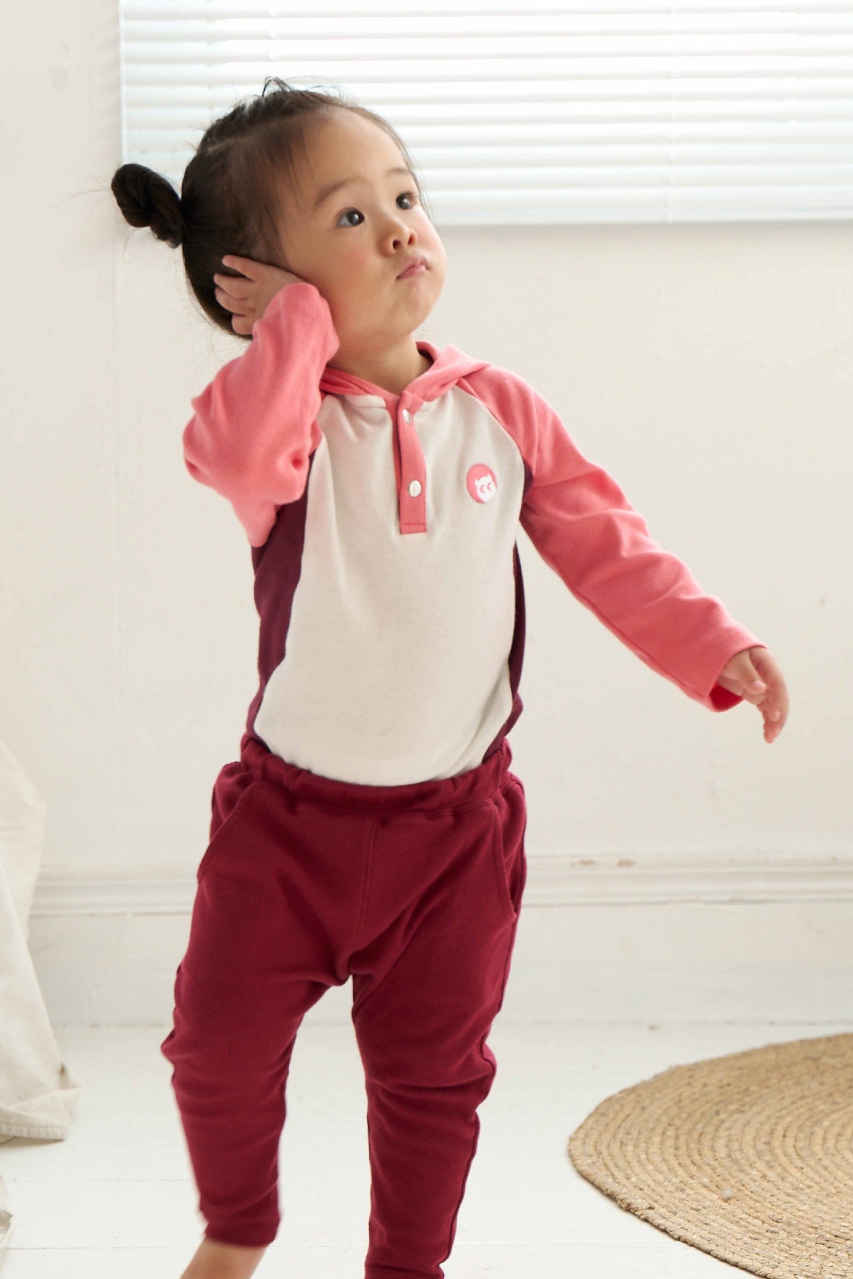 Main | Toddler Flow Patchwork Hooded Bodysuit | Patchwork | 100% organic cotton