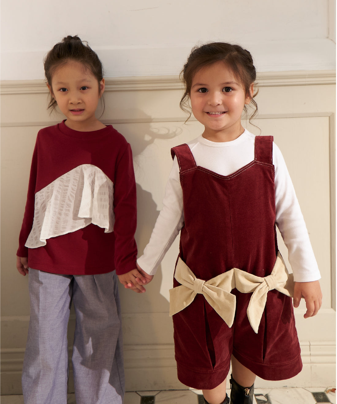 Personalized big bow corduroy overalls