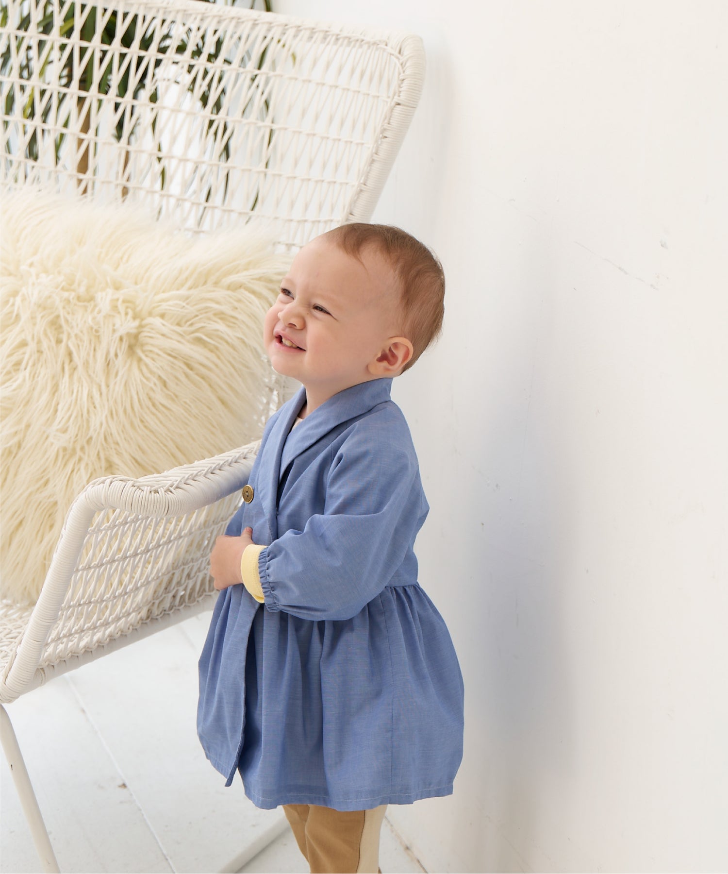 Luxury | Toddler Star-Moon Collar Trench Coat | Loofah Collar