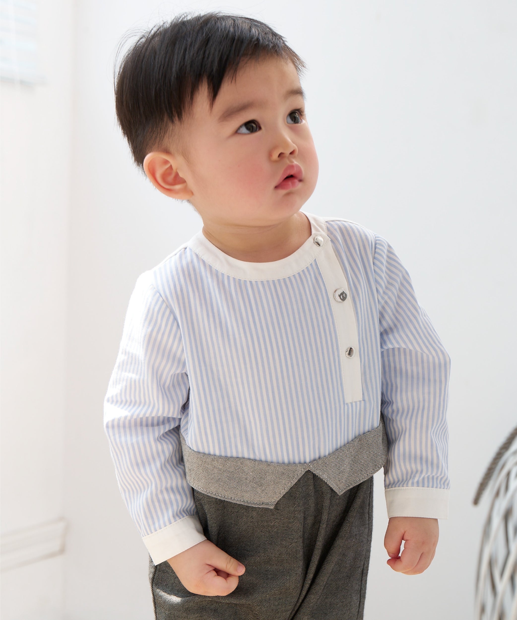 Main | Toddler Princeton Bias Placket Bunny Romper | Paneled | 100% organic cotton