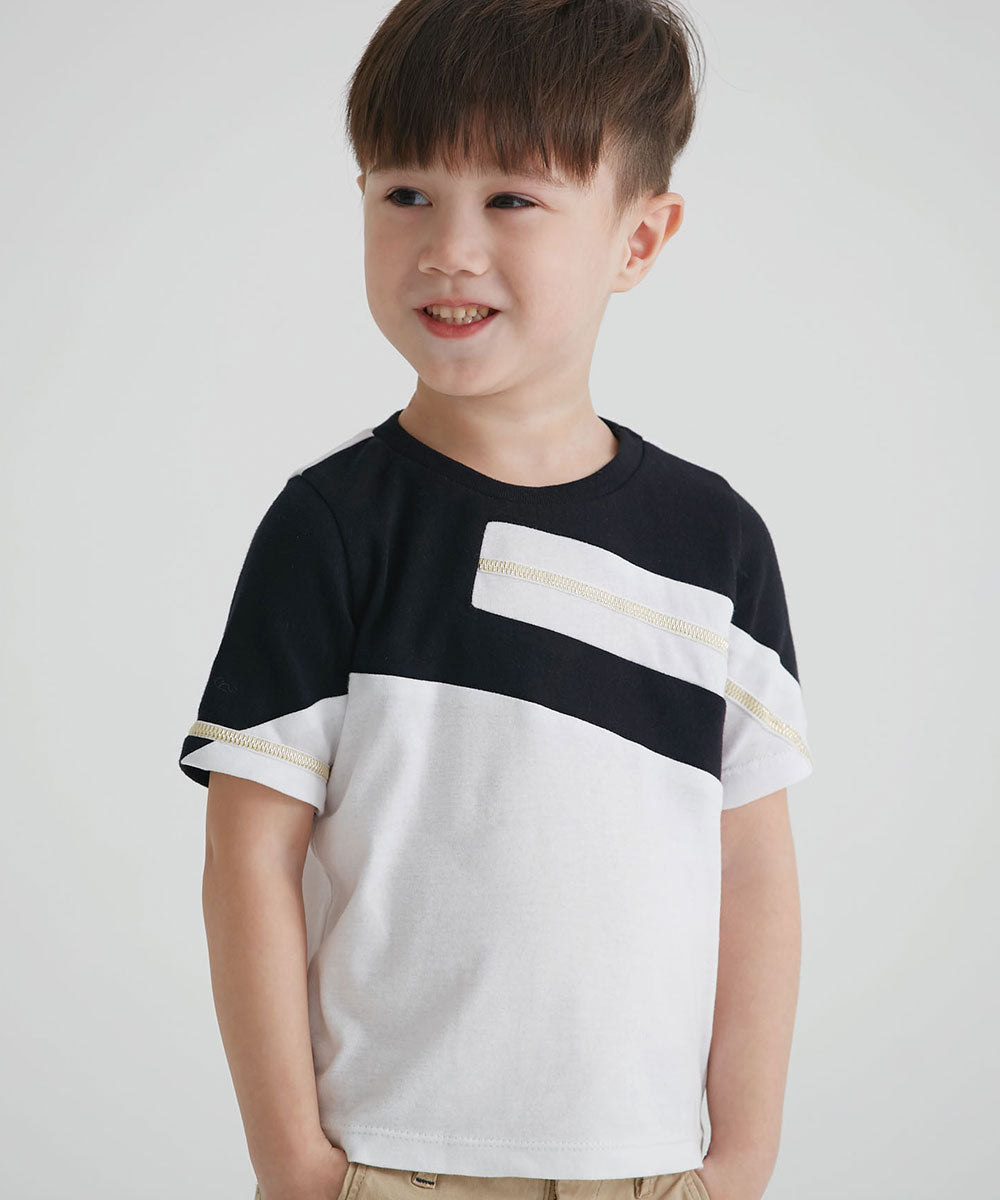 Main | Carmen Herrera Boys - Colorblock Zip-Up T-Shirt | Paneling | 100% Organic Cotton