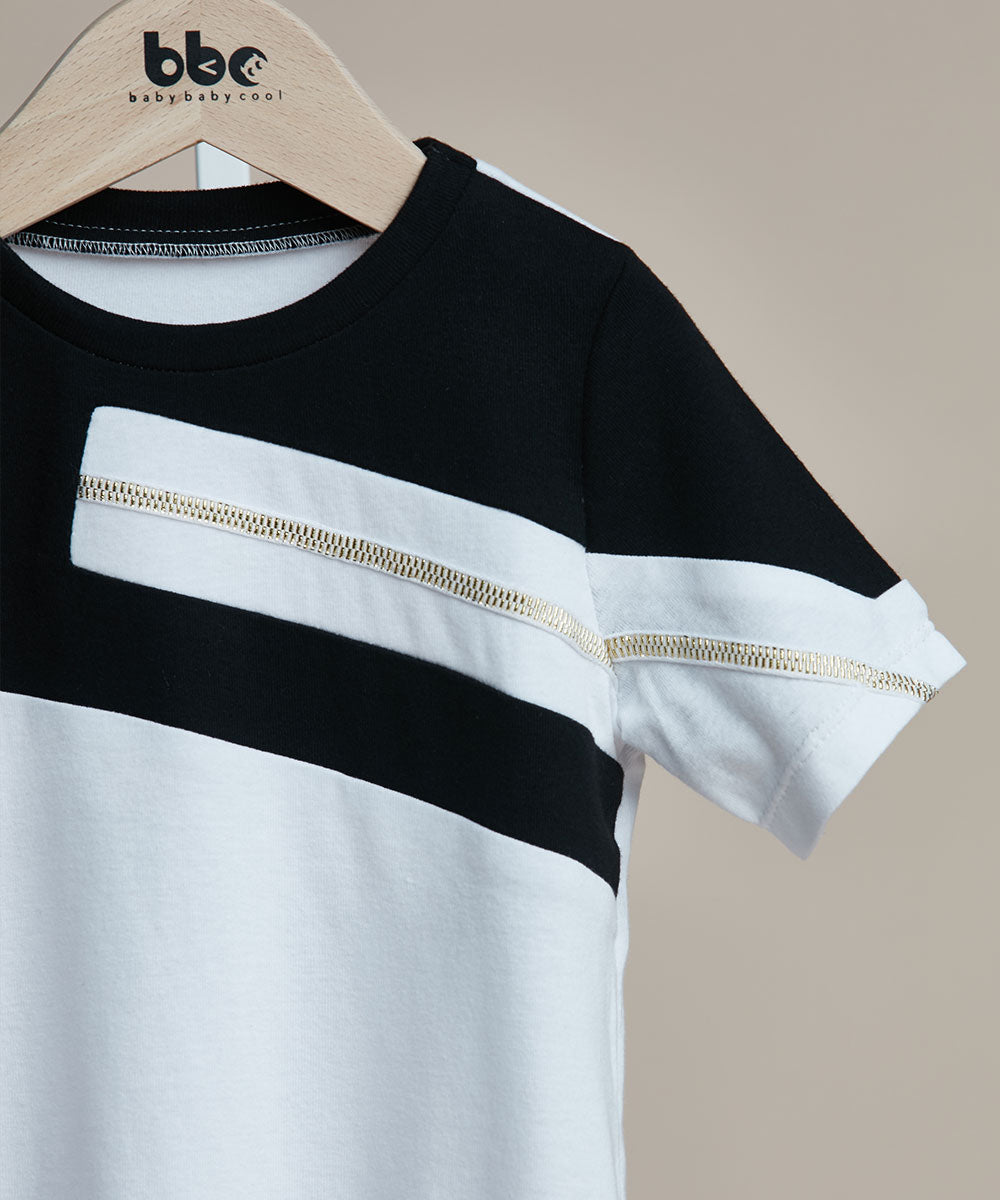 Main | Carmen Herrera Boys - Colorblock Zip-Up T-Shirt | Paneling | 100% Organic Cotton