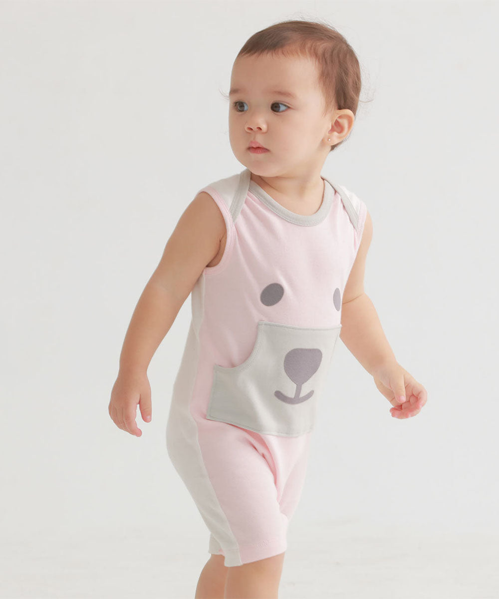 Main | Happy Face Series - Bear Baby Sports Jumpsuit | Animal Face | 100% Organic Cotton