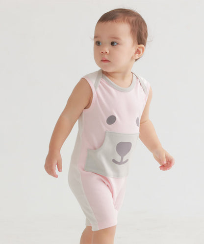 Main | Happy Face Series - Bear Baby Sports Jumpsuit | Animal Face | 100% Organic Cotton