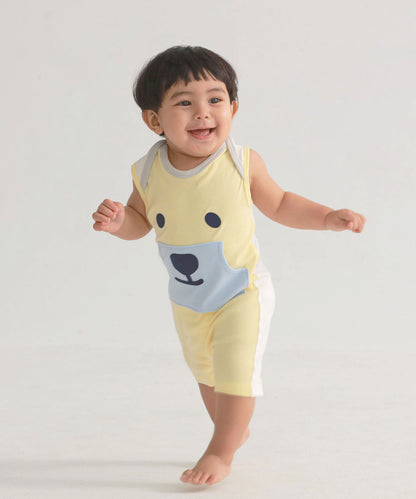 Main | Happy Face Series - Bear Baby Sports Jumpsuit | Animal Face | 100% Organic Cotton