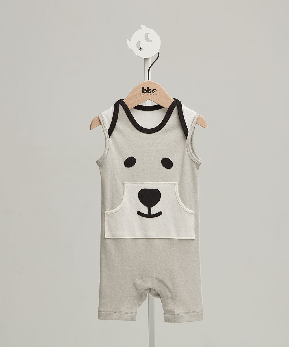 Main | Happy Face Series - Bear Baby Sports Jumpsuit | Animal Face | 100% Organic Cotton