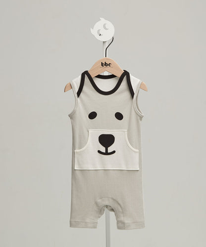 Main | Happy Face Series - Bear Baby Sports Jumpsuit | Animal Face | 100% Organic Cotton