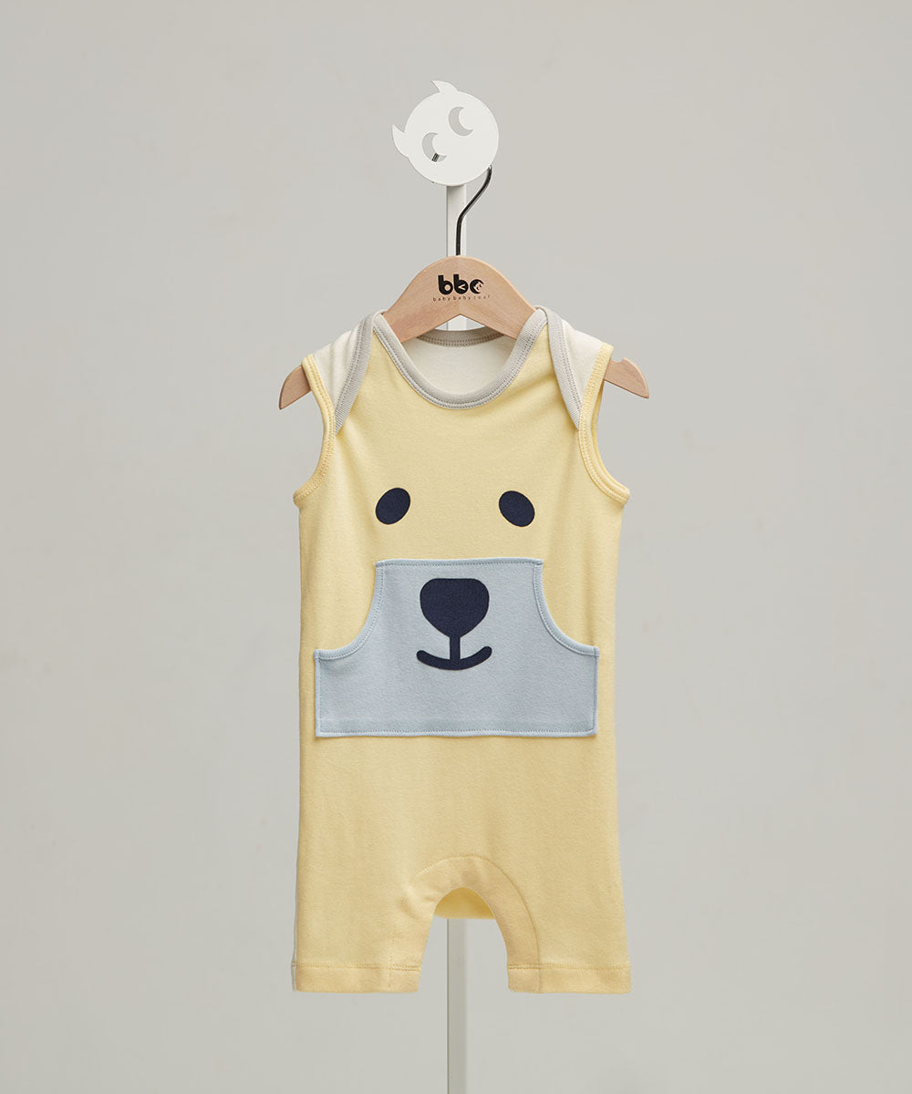 Main | Happy Face Series - Bear Baby Sports Jumpsuit | Animal Face | 100% Organic Cotton