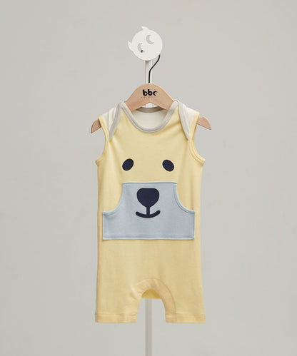 Main | Happy Face Series - Bear Baby Sports Jumpsuit | Animal Face | 100% Organic Cotton