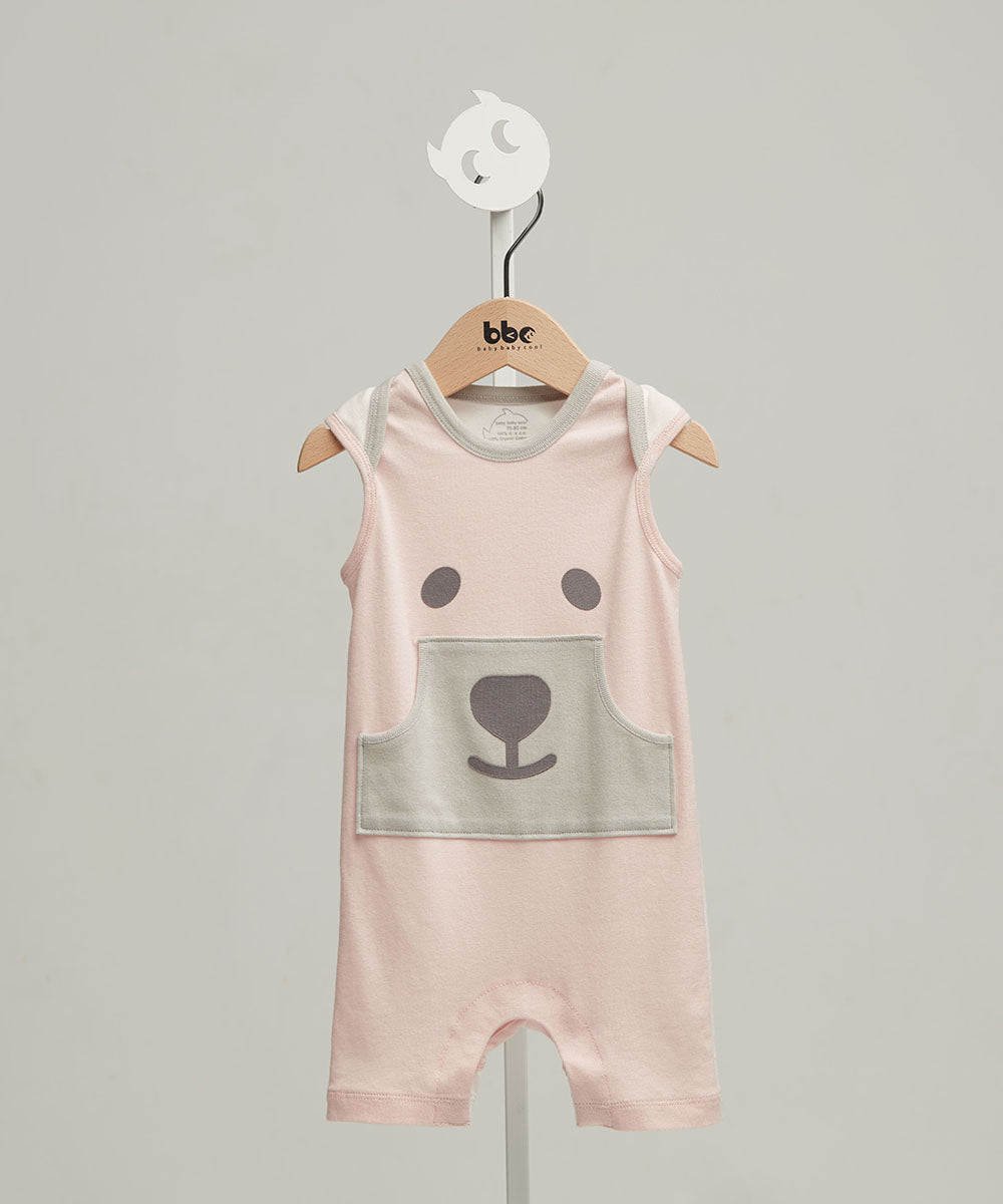 Main | Happy Face Series - Bear Baby Sports Jumpsuit | Animal Face | 100% Organic Cotton