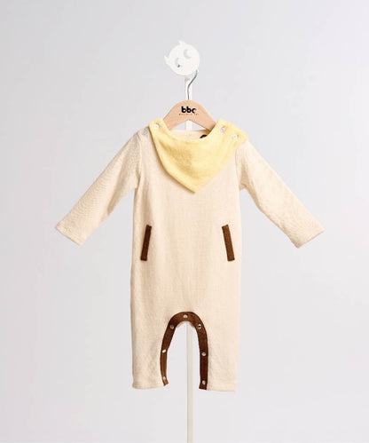 Main | Toddler bunny jumpsuit with two-tone scarf and bib | Detachable | 100% organic cotton