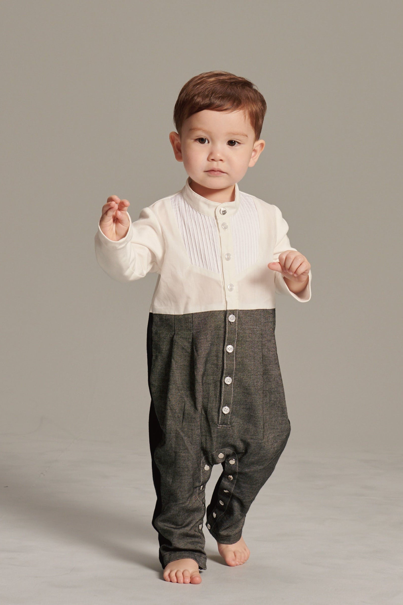 Main | Toddler Little Prince Bunny Jumpsuit | Small Stand Collar | 100% Organic Cotton