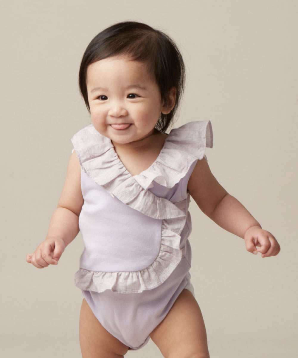 Main | Toddler Wave Series - Backless Lotus Leaf Bodysuit | Lotus Leaf Splicing | 100% Organic Cotton