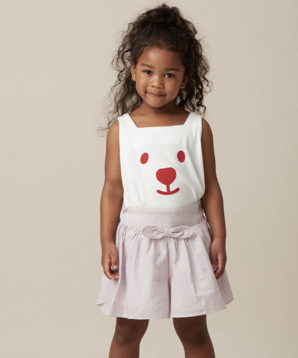 Main | Girls Animal Face Series - bb bear small bow backless sleeveless top | Bow animal face | 100% organic cotton
