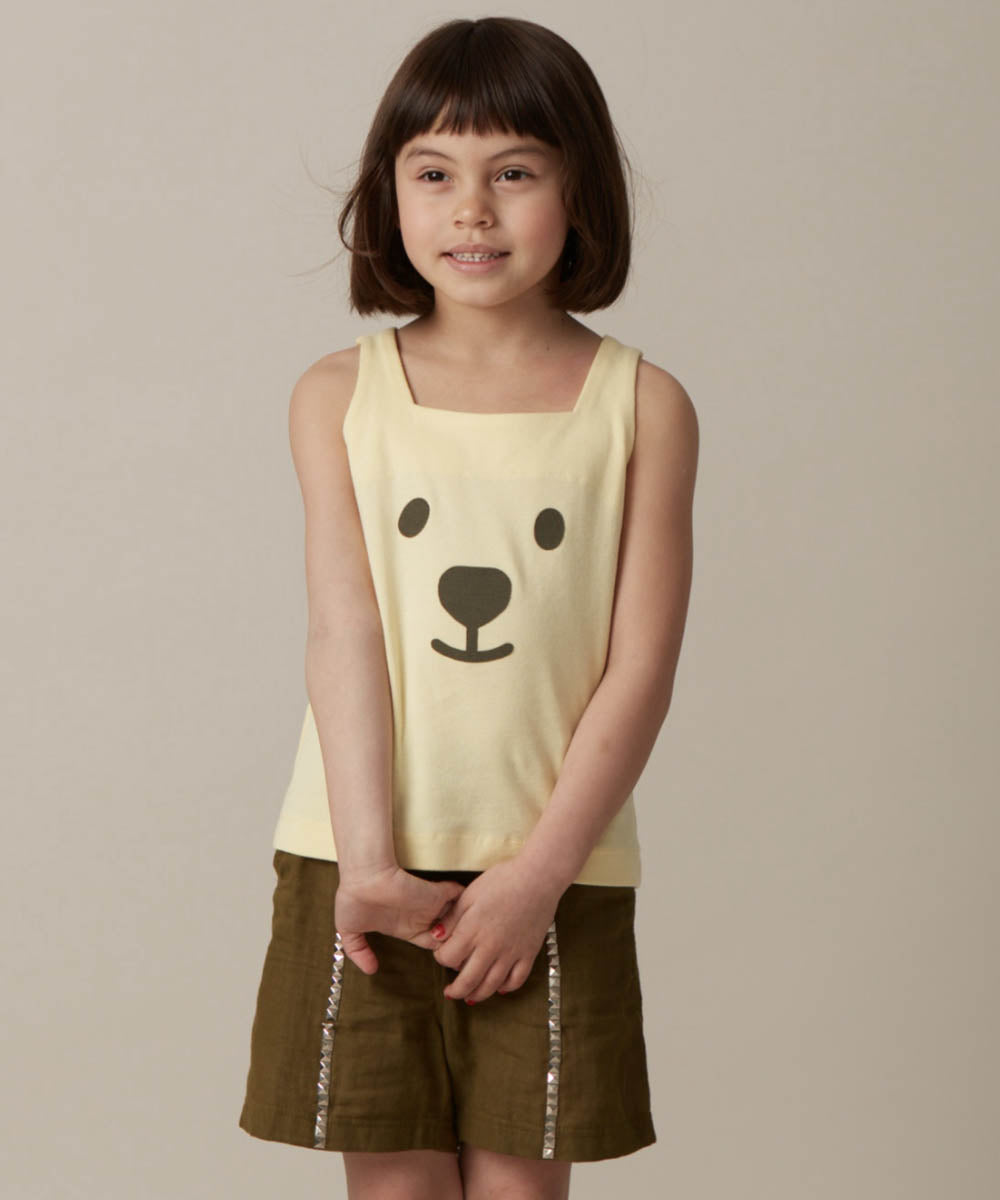 Main | Girls Animal Face Series - bb bear small bow backless sleeveless top | Bow animal face | 100% organic cotton