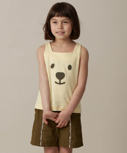 Main | Girls Animal Face Series - bb bear small bow backless sleeveless top | Bow animal face | 100% organic cotton