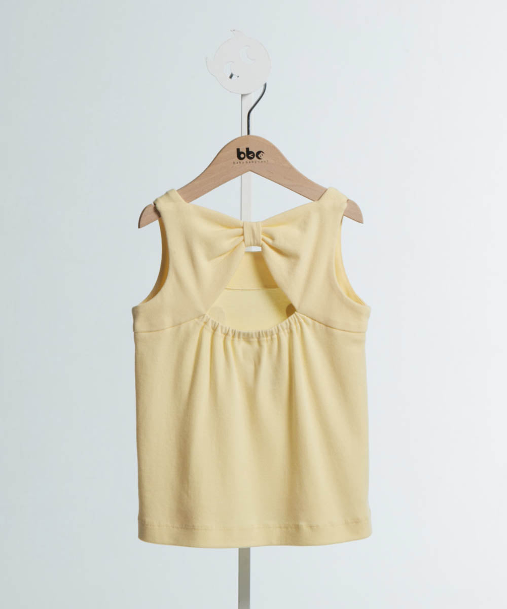 Main | Girls Animal Face Series - bb bear small bow backless sleeveless top | Bow animal face | 100% organic cotton