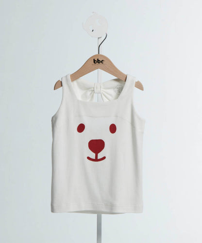 Main | Girls Animal Face Series - bb bear small bow backless sleeveless top | Bow animal face | 100% organic cotton