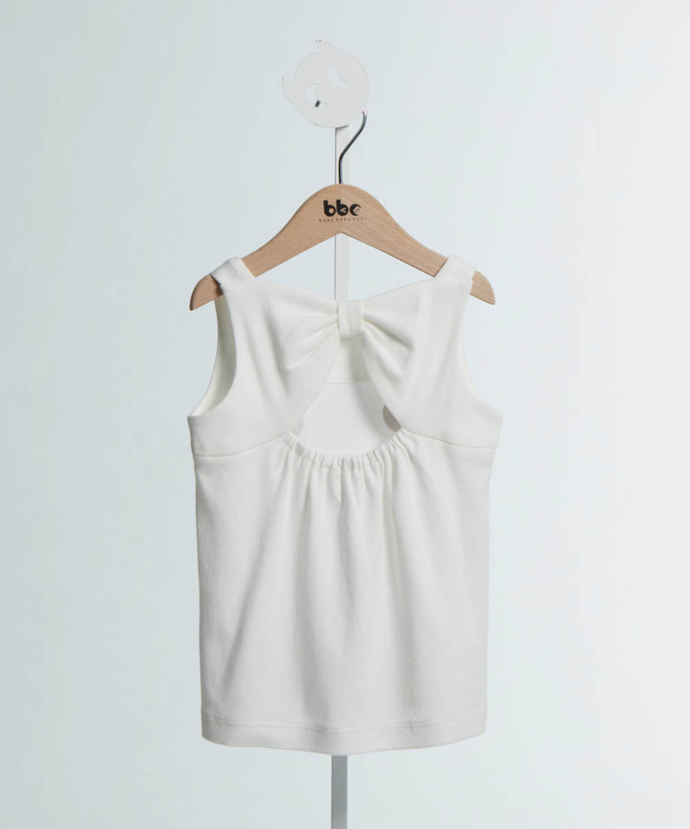 Main | Girls Animal Face Series - bb bear small bow backless sleeveless top | Bow animal face | 100% organic cotton
