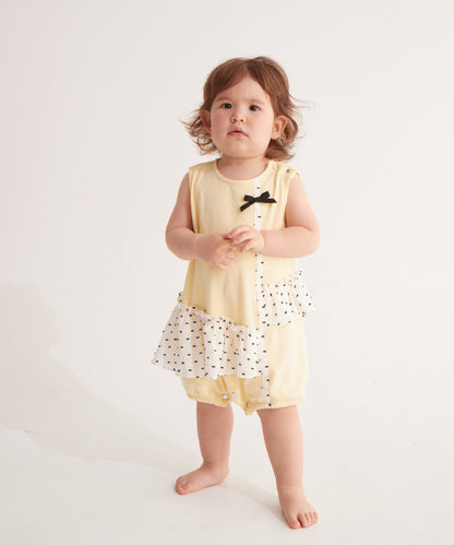 Main | Toddler asymmetrical ruffled polka dot bunny dress | ruffled patchwork | 100% organic cotton