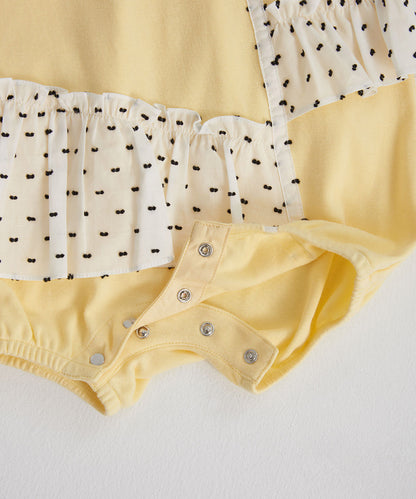 Main | Toddler asymmetrical ruffled polka dot bunny dress | ruffled patchwork | 100% organic cotton