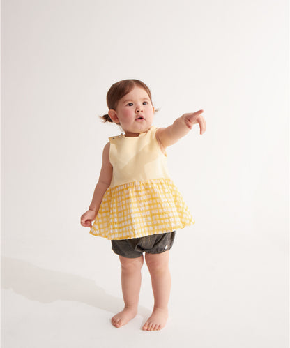 Main | Toddler Pompidou Collection - Step Neck Shirred Top | Panelled Step Neck | 100% Organic Cotton