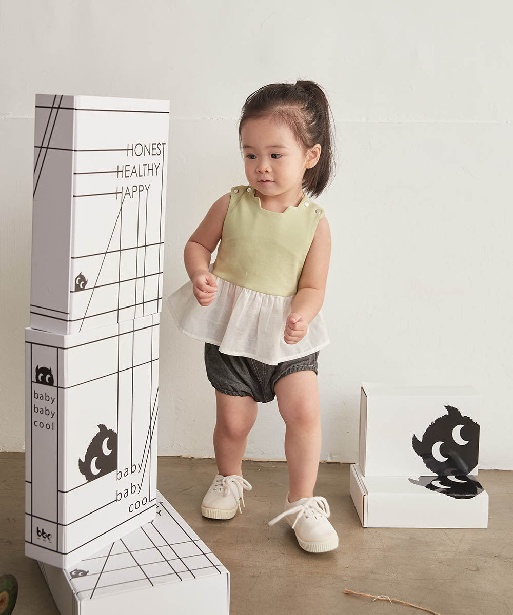 Main | Toddler Pompidou Collection - Step Neck Shirred Top | Panelled Step Neck | 100% Organic Cotton