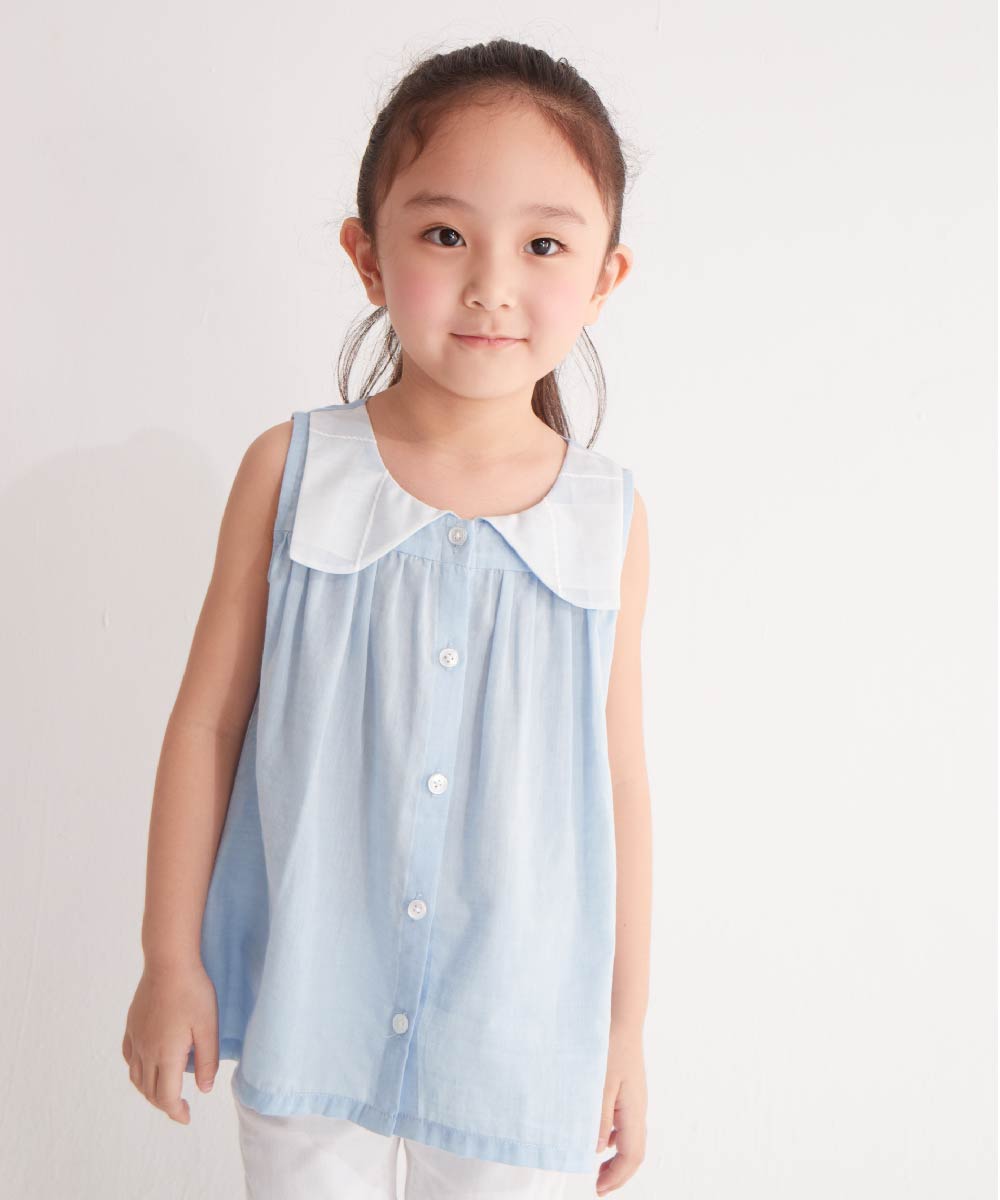 Main | Girls Sicilian shirt vest | Collar | 100% organic cotton