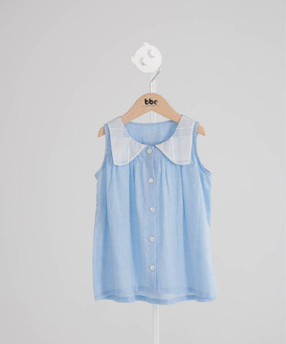 Main | Girls Sicilian shirt vest | Collar | 100% organic cotton