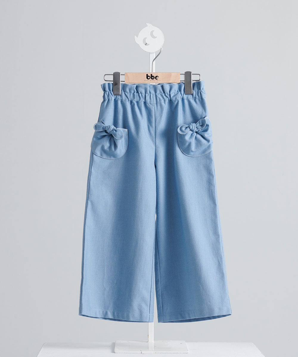 Main | Girls 3D Flower Pocket Ruffle Wide Pants | Ruched Bow | 100% Organic Cotton