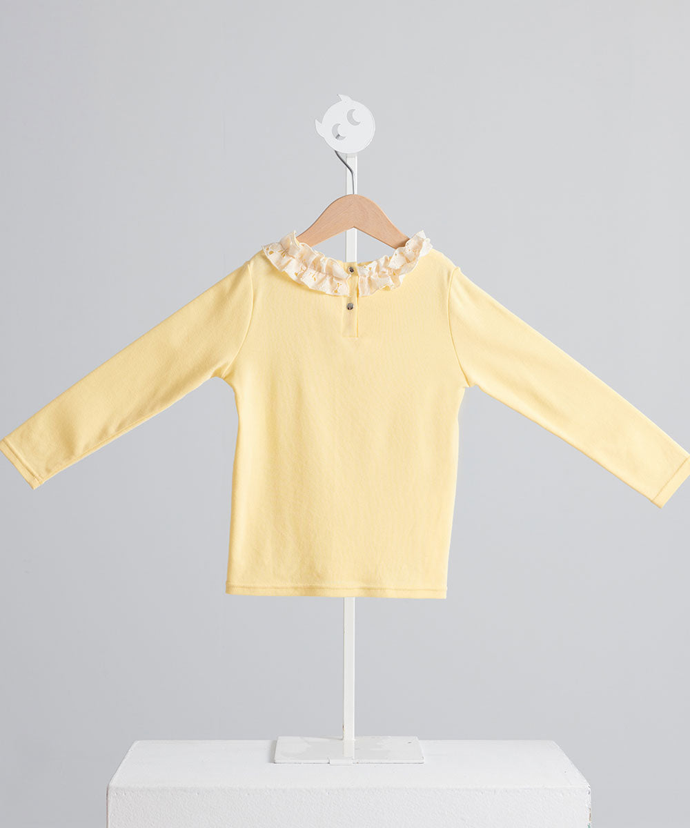 Main | Girls Elizabeth wreath neck top | paneled | 100% organic cotton