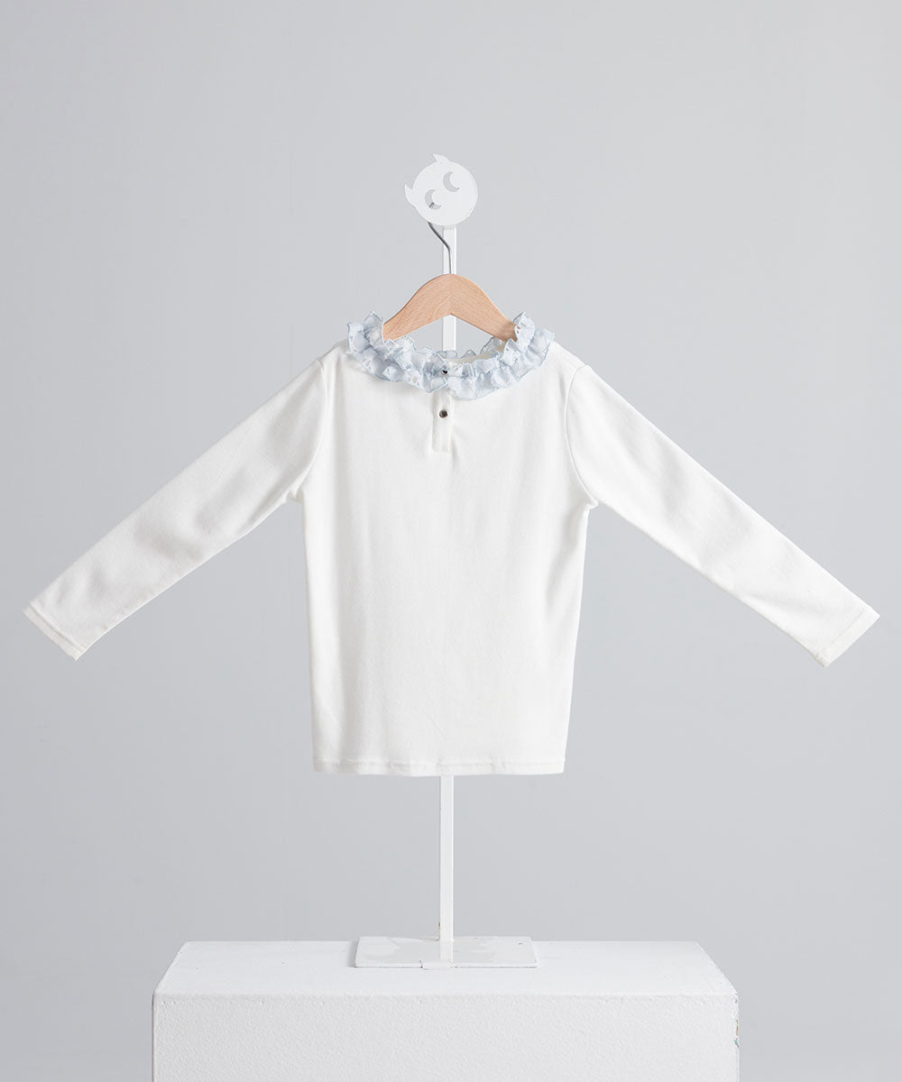 Main | Girls Elizabeth wreath neck top | paneled | 100% organic cotton