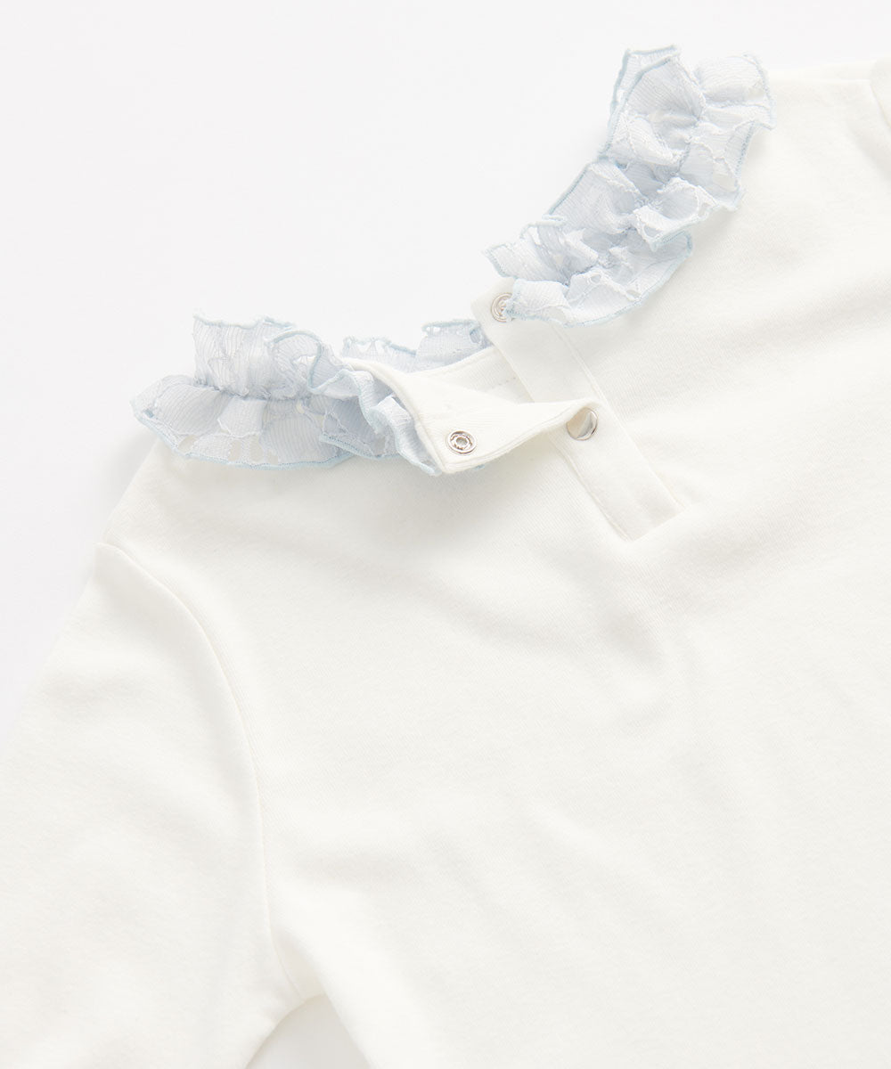 Main | Girls Elizabeth wreath neck top | paneled | 100% organic cotton