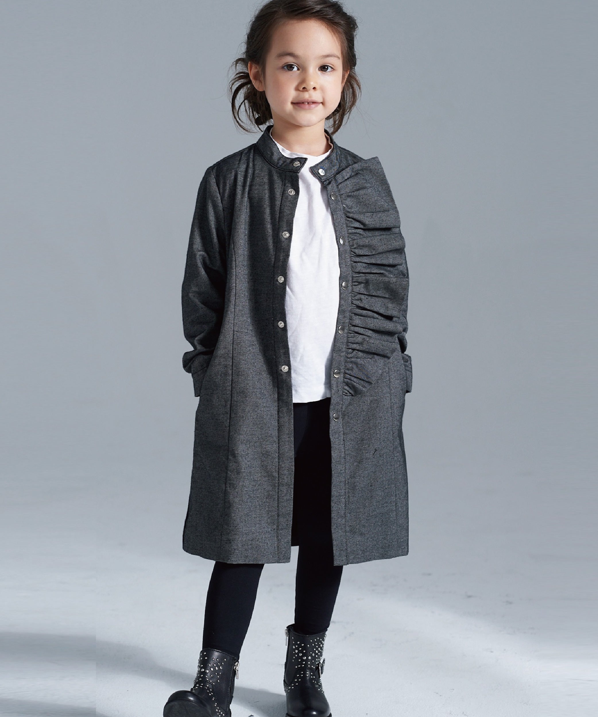 Main | Toddler British style three-dimensional lotus leaf long coat | lotus leaf | 100% organic cotton