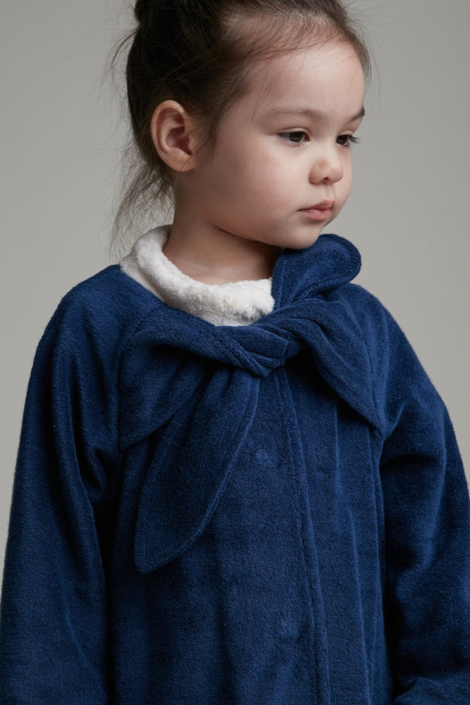 Main | Girls blue bow long coat | bow | 100% organic cotton