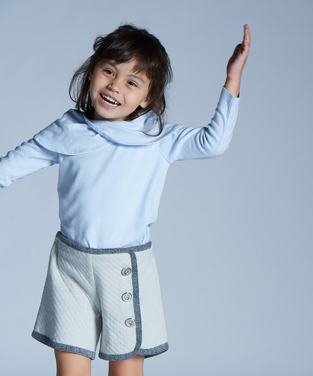 Main | Girls French Elegant Trim Shorts | Striped Trim | 100% Organic Cotton