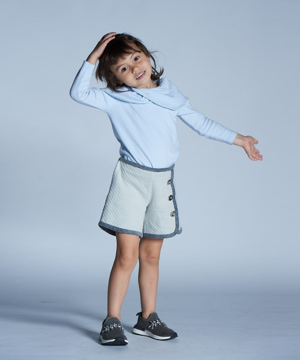 Main | Girls French Elegant Trim Shorts | Striped Trim | 100% Organic Cotton