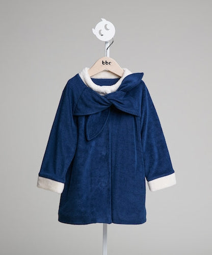 Main | Girls blue bow long coat | bow | 100% organic cotton