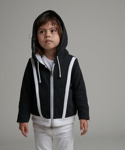 Scissored hooded organic cotton jacket