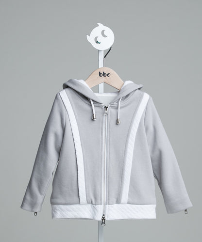 Scissored hooded organic cotton jacket