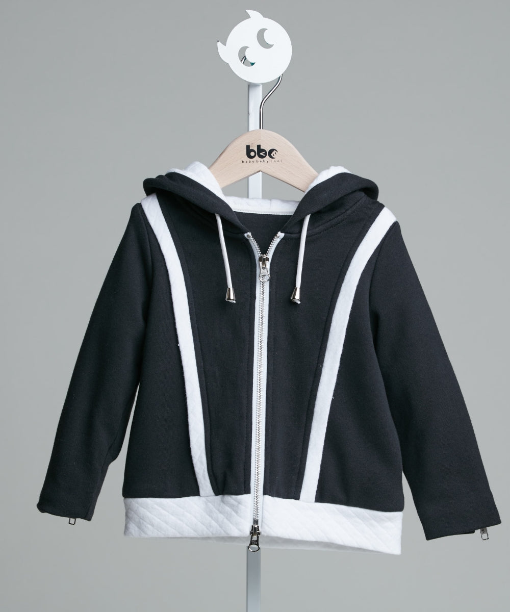 Scissored hooded organic cotton jacket