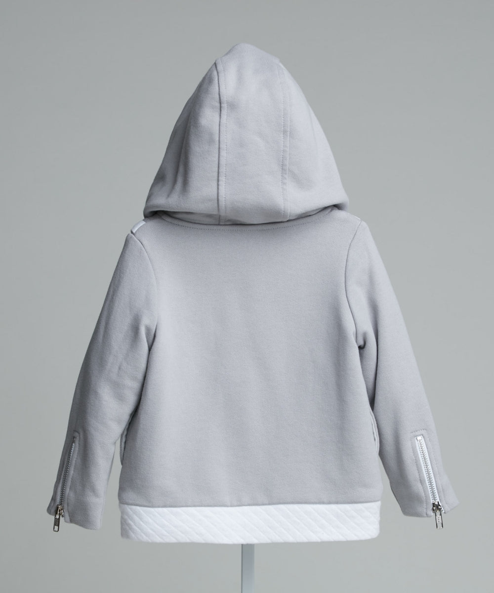 Scissored hooded organic cotton jacket