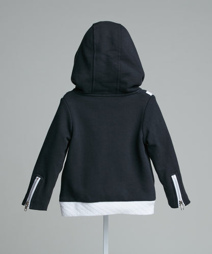 Scissored hooded organic cotton jacket