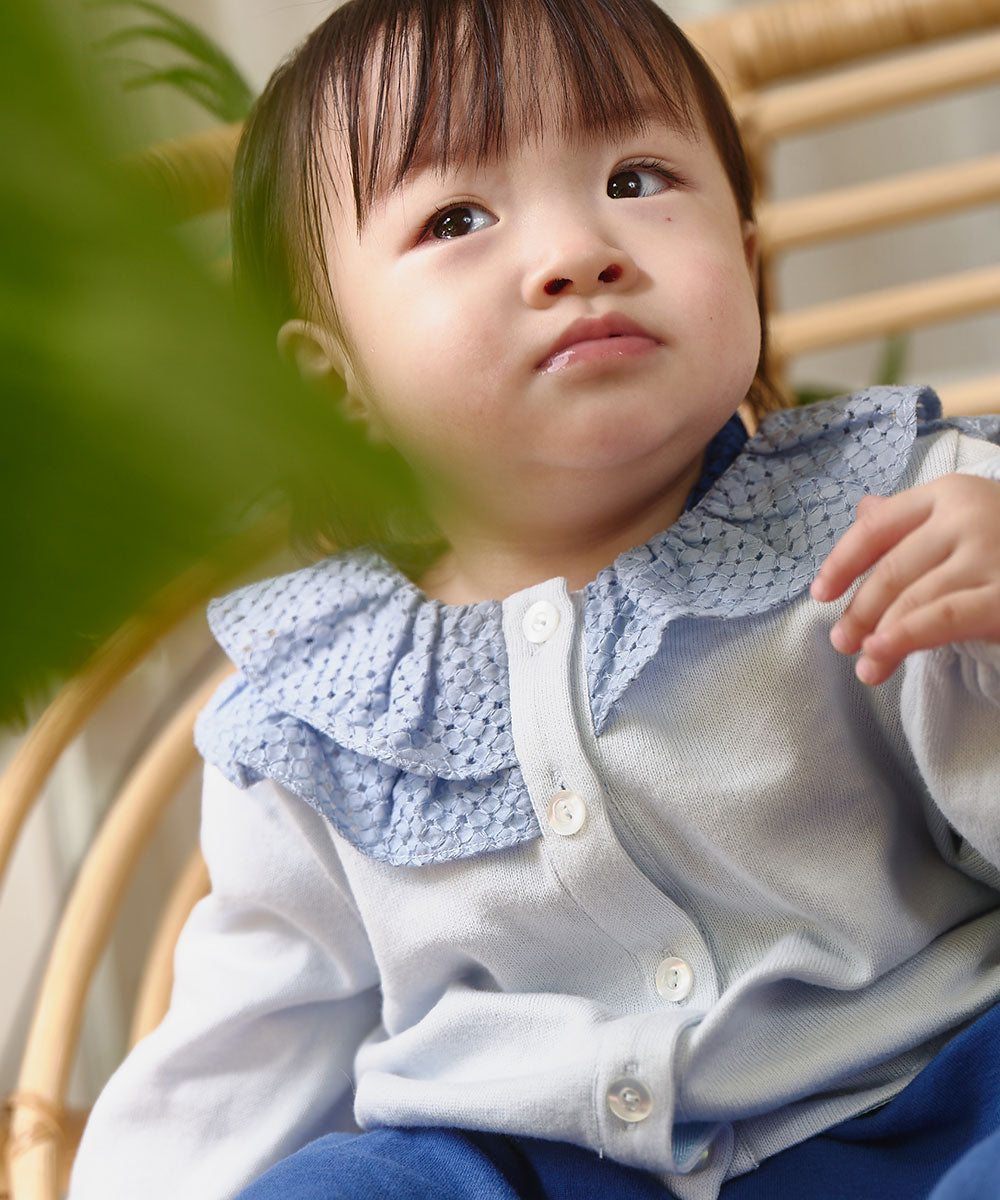 Main | Toddler Chanson Ruffle Knit Jacket | Paneled | 100% organic cotton