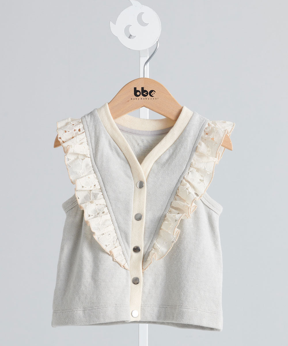 Main | Toddler Angel Ruffle Cardigan Vest | Paneled | 100% organic cotton